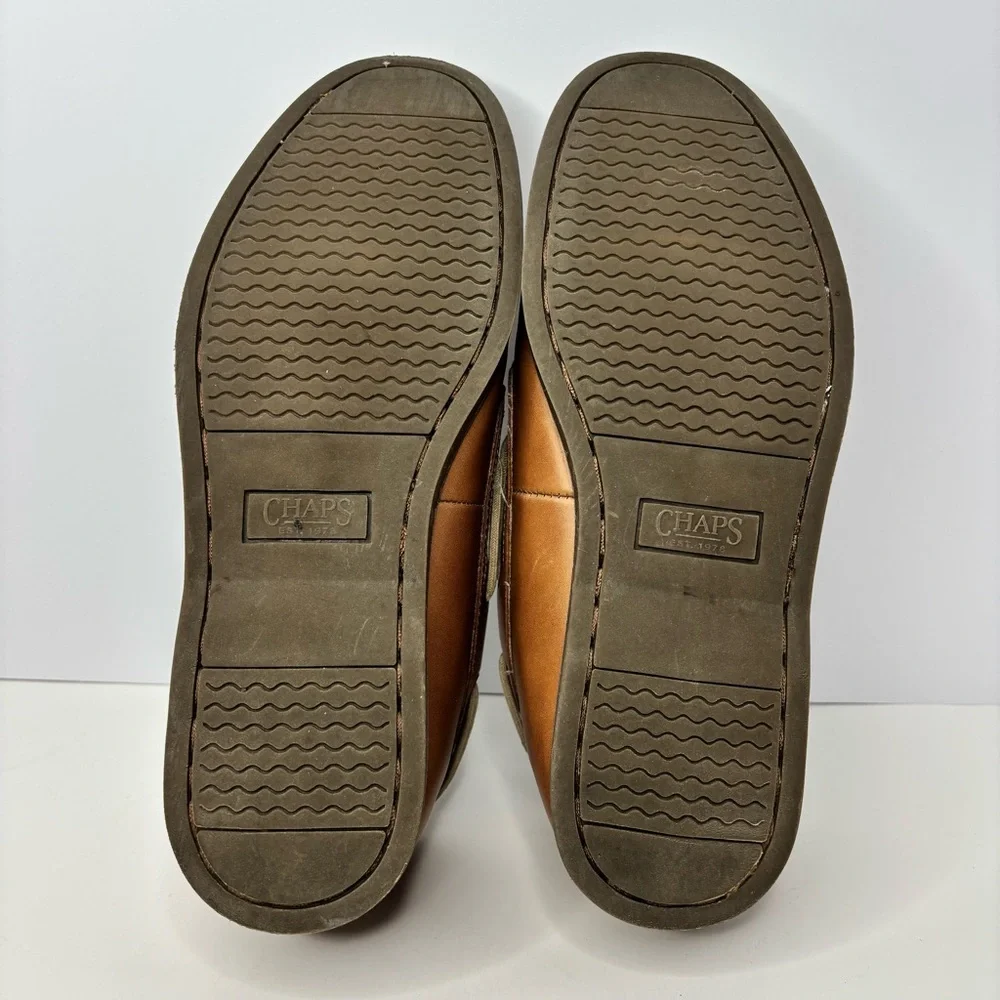 Chaps Boat Shoes Mens 10.5 M Casual Slip On Loafers Brown Fabric Benny Comfort